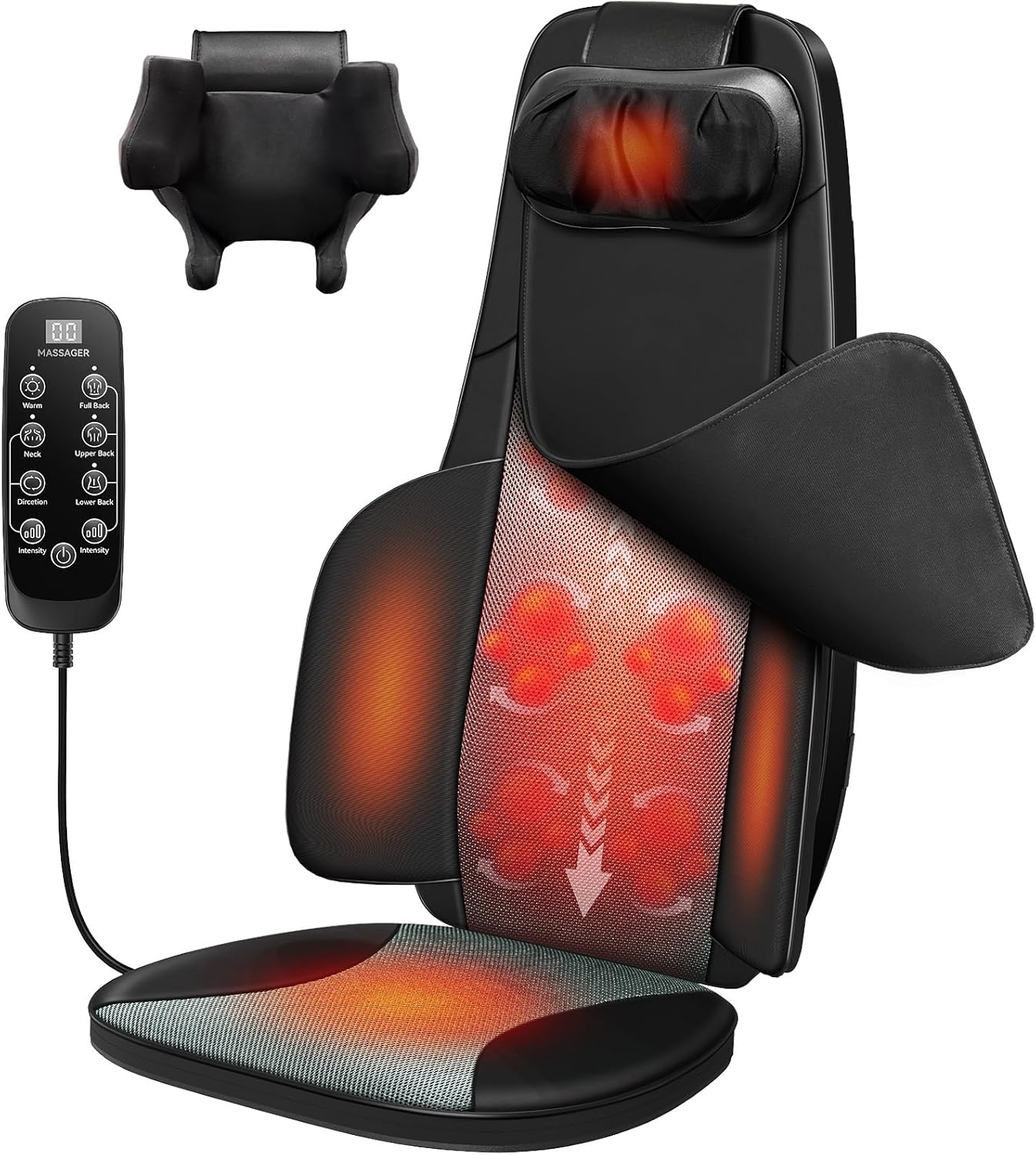 Shiatsu Pro Back Massager for Chair with Heat, Black